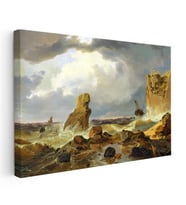 Kanvas Tablo C.D. Friedrich Batık Gemi Fırtınalı Deniz Kayalık Ressam Tablosu Ev Ofis Dekoru