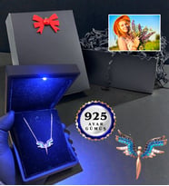 Işıklı Kutusunda 925 Ayar Gümüş Melek Kolye - Kişiye Özel Fotoğraflı