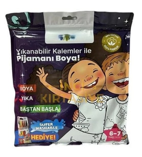 Kalem Hediyeli Boyanabilir Pijama 6-7 Yaş