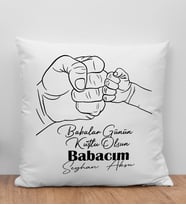 BK Gift Kişiye Özel İsimli Babalar Günü Tasarımlı Beyaz Kırlent Yastık-7, Babaya Hediye, Ev Dekorasyonu, Babalar Günü Hediyesi