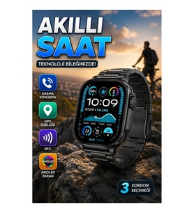 Haino Teko 2A Akıllı Saat Amoled Ekran Sesli Görüşme NFC ve 3 Kordonlu