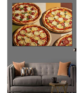 Taş Fırında Pişen Pizzalar Dekoratif Kanvas - Mdf Ahşap Tablo