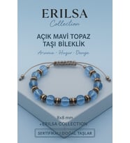 Sertifikalı Açık Mavi Topaz Doğal Taş Bileklik - 8x8 mm Sakinlik Netlik ve Güven Enerjisi Taşı (Çok Renkli)