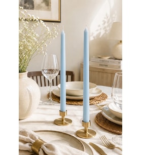 Düz Şamdan 2'li Mum - Mumelia Candles Doğal Soya Kutulu Dekoratif Mum - Buz Mavisi