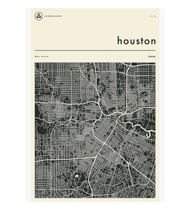 Houston Texas Haritası Tablo Ahşap Poster Dekoratif
