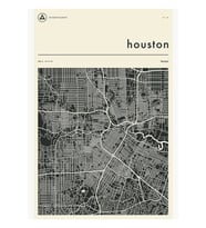 Houston Texas Haritası Tablo Ahşap Poster Dekoratif