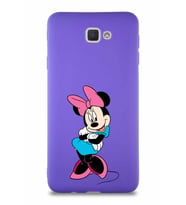 Samsung Galaxy J7 Prime 2 Soft Premier Kapak Minnie Mouse-D Tasarımlı Silikon Kılıf - Mor (Şeffaf)