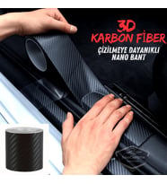 Araç İçi 3D Siyah Karbon Kapı Eşik Bandı Arka Tampon Eşiği Koruma Folyosu Yapışkanlı İthal 5 Metre