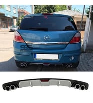 Opel Astra H Difüzör Arka Tampon Eki 4 Egzoz Çıkışlı Siyah Gri