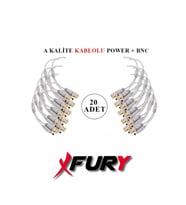 FURY 20 Adet A Kalite Kablolu Hazır BNC + DC POWER Jack Kablolu Y Tipi Konnektör