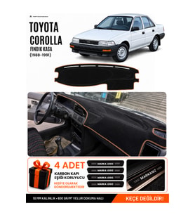 TOYOTA COROLLA FINDIK KASA (1988-1991) Uyumlu Torpido Örtüsü Torpido Kılıfı - Siyah Kahverengi
