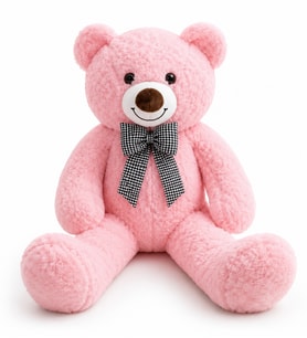 Peluş Ayıcık 90 cm – Papyonlu Büyük Boy Yumuşak Peluş Oyuncak - Hediye Ayı (Pembe)