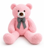 Peluş Ayıcık 90 cm – Papyonlu Büyük Boy Yumuşak Peluş Oyuncak - Hediye Ayı (Pembe)