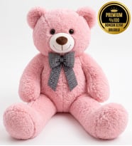 Peluş Ayıcık 90 cm – Papyonlu Büyük Boy Yumuşak Peluş Oyuncak - Hediye Ayı (Pembe)