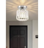 Glowix Kristal Taşlı Plofonyer Tekli Avize - Modern Tekli Kristal Taşlı Avize (Krom)