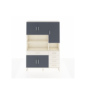 Arges Dolap 9 Raflı 5 Çekmeceli 5 Kapaklı 132x30x195 Aytaşı-Antrasit/Aytaşı