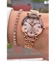 Daniel Klein Marka Rose Gold Renk 2 Yıl Garantili Su Geçirmez Çelik Kordon Kadın Kol Saati - Bileklik Hediyeli