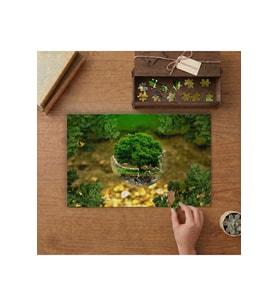 Harika Dünya Cam Ağaç Tasarımı 240 parça Ahşap Puzzle Ahşap Kutuda MP05211