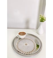 6 Adet Sunshine Modern Beyaz & Vizon Simli Bardak Altlığı & Kokteyl Peçetesi