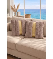 Risa Kahve 2li Kırlent Kılıfı Pofuduk Dekoratif Yumuşak Koltuk Yastık Kılıfı 45x45 (Kahverengi)