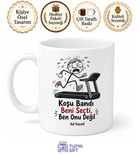 Koşu Bandı Temalı Komik Baskılı Kupa Bardak Spor Hediye Fitness Mug