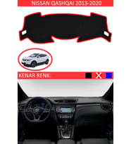 Nissan Qashqai 2013-2020 Için Uygun Torpido Koruma Halısı Siyah Kenar Renk Kırmızı