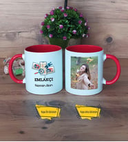 Emlakçı Kupa Bardak Kırmızı Fotoğraflı Emlakçıya Hediye