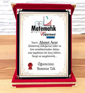 Matematik Öğretmenine Plaket (STD)