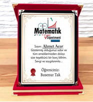 Matematik Öğretmenine Plaket (STD)