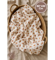 Unisex Bebek %100 Pamuklu Kuruvasan Baskılı Çok Amaçlı Müslin Bebek Örtü &