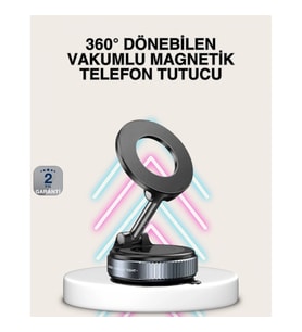 Mey İthalat® Güçlü Mıknatıslı Vakumlu Araç Telefon Tutucu Alüminyum Gövde