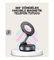 Mey İthalat® Güçlü Mıknatıslı Vakumlu Araç Telefon Tutucu Alüminyum Gövde