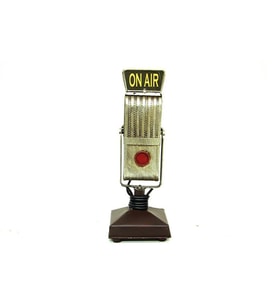Dekoratif Metal Mikrofon Obje Biblo Vintage Hediyelik