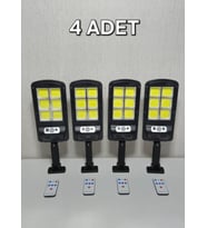 4 Adet Güneş Enerjili Kumandalı 3 Modlu Bahçe Ev Yol Mandıra Aydınlatma Projektörü