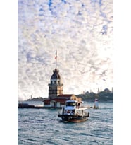 Beyaz Ahşap Kız Kulesi Mdf Posteri 20x30