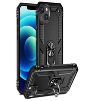Apple iPhone 14 Plus Kılıf Yüzüklü Standlı Manyetikli Armor Zırh (Siyah)
