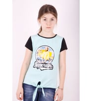 Toontoy Kız Çocuk Superior Baskılı Tişört (Mint Yeşili)