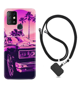 INFINIX Hot 8 9 10 11S Hot 10 Play 10T Kılıf Boyun Askılı Silikon Mor Araba 1711