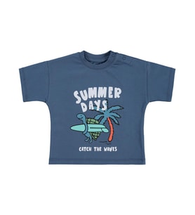 Civil Baby Summer Days Baskılı 3-12 Ay Tişört - Mavi
