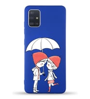 Samsung Galaxy A71 Uyumlu Lansman Kılıf Aşk Tasarımlı İçi Kadife Kapak-Lacivert (Şeffaf)