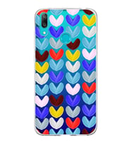 PrintiFy Huawei Y7 2019 ile Uyumlu 1mm Slim Fit Water Color 1 Baskılı Şeffaf  Kılıf