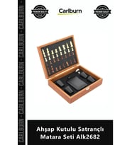 #Satranç Hediyelik Paslanmaz Çelik Şık Tasarım Lüks Ahşap Kutulu Satrançlı Matara Seti