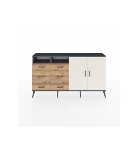 Arges Konsol 4 Raflı 6 Çekmeceli 2 Kapaklı 176x30x99 Antrasit-Aytaşı/Çam