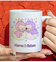 BK Gift Kişiye Özel Sevgili Sevimli Canavar Tasarımlı Beyaz Kupa Bardak-6, Arkadaşa Hediye, Sevgiliye Hediye, Doğum Günü Hediyesi
