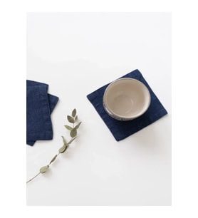 Lacivert Keten Bardak Altlığı 4'lü Set