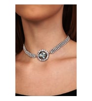 Kadın Beyaz Oval Model Zirkon Taşlı Gümüş Pırlanta Kolye Gerdanlık Tasma Abiye Su Yolu Choker Takı