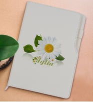 BK Gift Kişiye Özel Papatya Temalı Beyaz Termo Deri Not Defteri 15x21cm-4