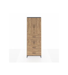 Arges Dolap 4 Raflı 3 Çekmeceli 4 Kapaklı 88x30x243 Antrasit-Çam