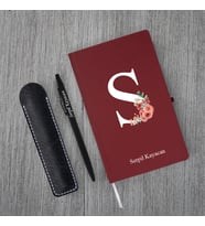 Kişiye Özel Yeni Yıl Uv Baskılı Harfli Bordo Defter & Siyah Tükenmez Kalem
