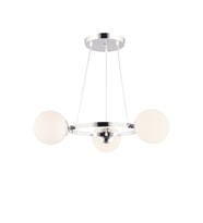 Krom 3 Lü Halka Beyaz   Glop Camlı Modern Avize